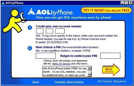 Registering for AOL by Phone