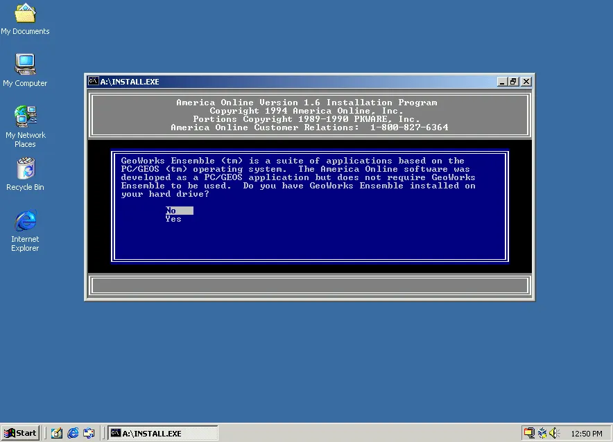 Installing AOL for DOS 1.6