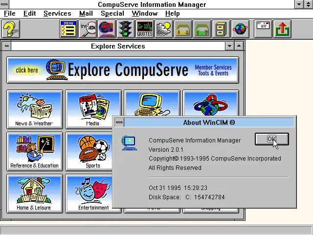 Compuserve 2.0.1 in 1995