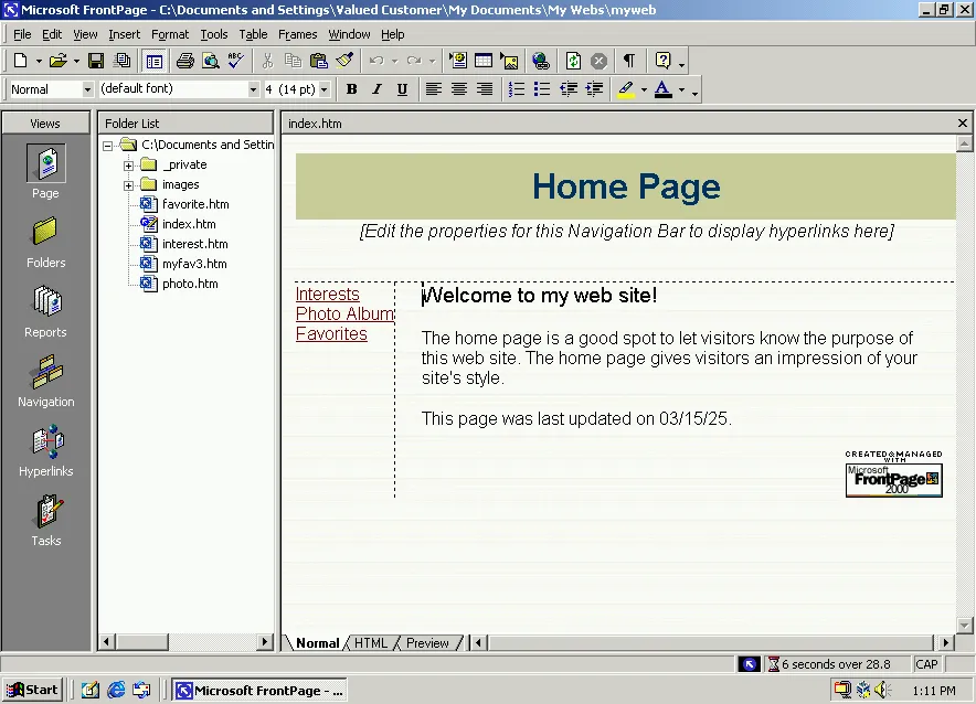 Welcome to my web site! (FrontPage 2000)