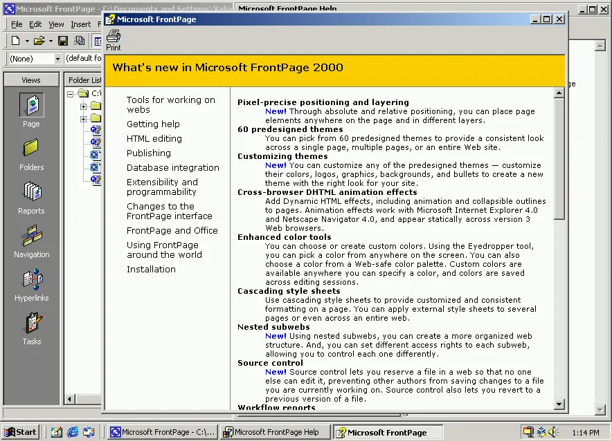 What’s new in FrontPage 2000