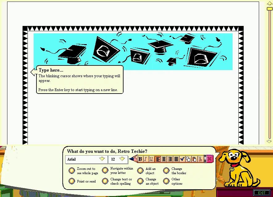 Write a letter with the help of Clippy… er, I mean Rover!