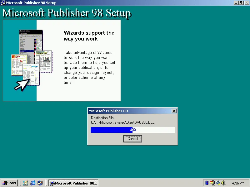 Installing Microsoft Publisher 98