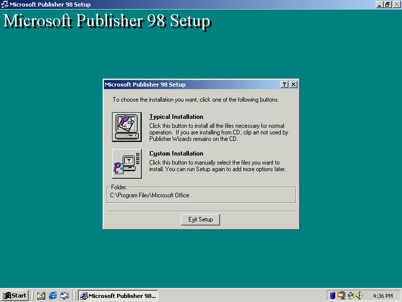 Installing Microsoft Publisher 98
