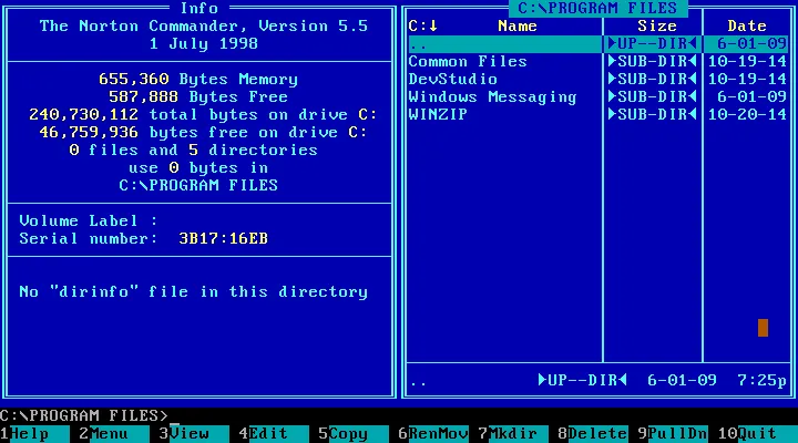 Norton Commander for DOS (thanks to Alexandre on Threads for mentioning it!)