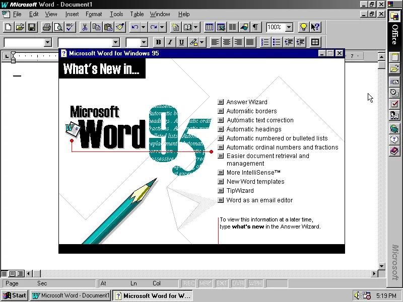 What’s New in Office 95