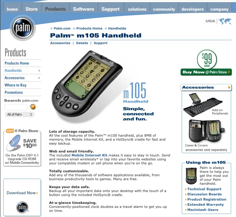 One of Palm’s entry level PDAs in the early 2000s: the Palm m105