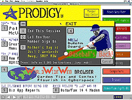Logging off of Prodigy in the 1990s