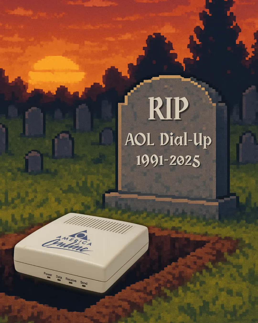 Today, AOL users say “goodbye” to those loud, screeching modem sounds that confirmed you were connecting to the information superhighway.