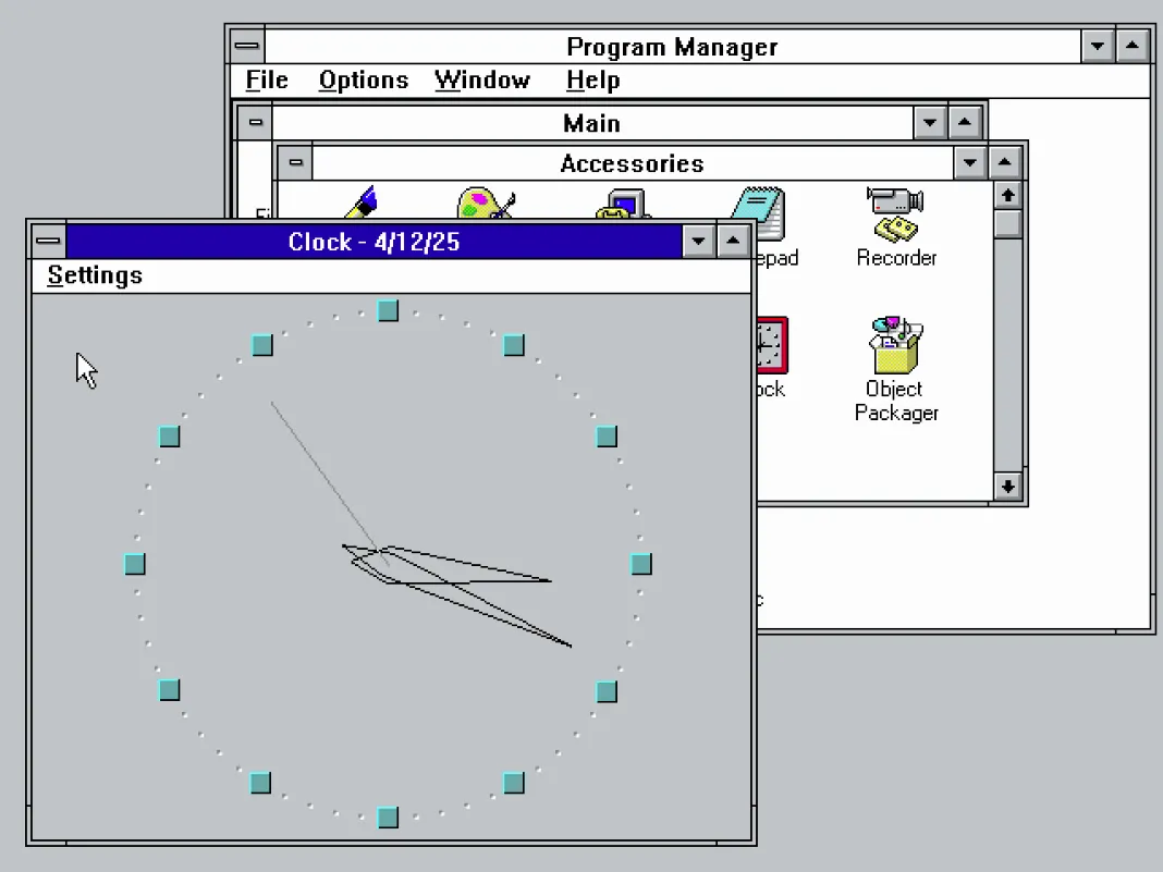 The clock application in Windows 3.11