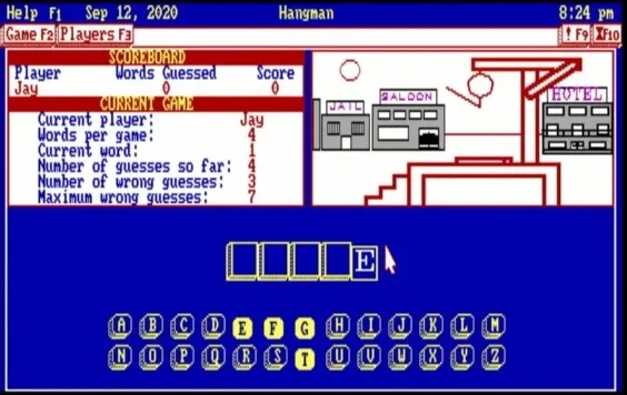 Playing hangman in DeskMate - Tandy’s GUI of the 80s (before Windows 3.1) for their computers sold at RadioShack