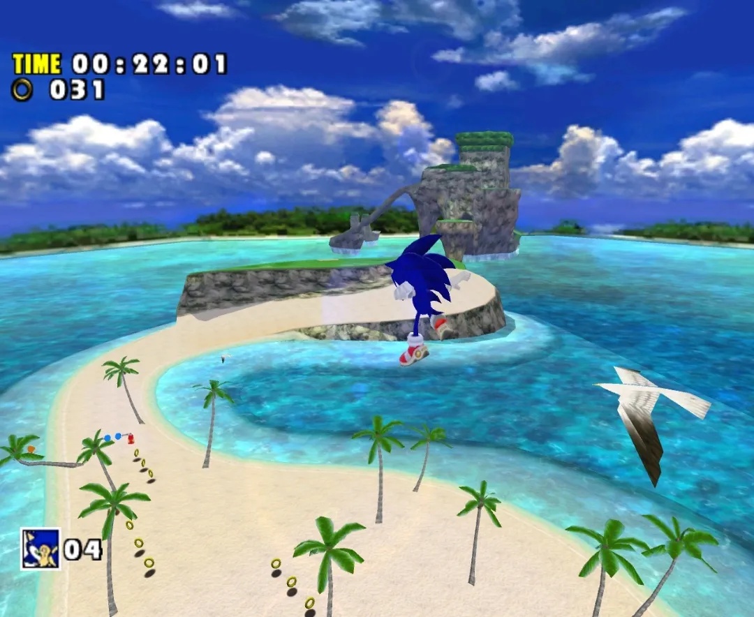 The Emerald Coast stage in Sonic Adventures, released in 1998 for Dreamcast.