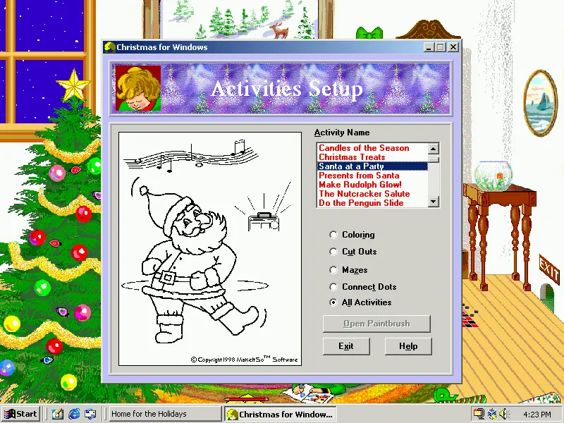 The “Christmas for Windows” CD-ROM included some printable activities for the kids! Hope you’re stocked up on ink!