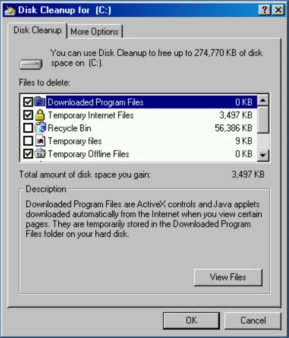 Disk Cleanup in Windows 2000