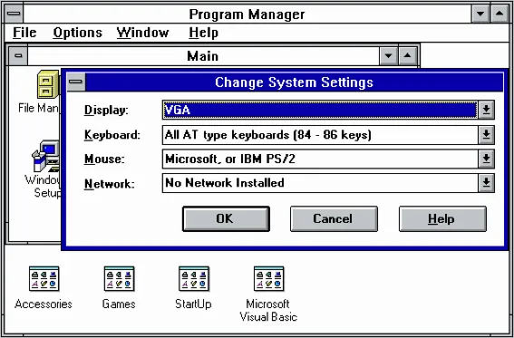 Configuring system settings in Windows 3.1