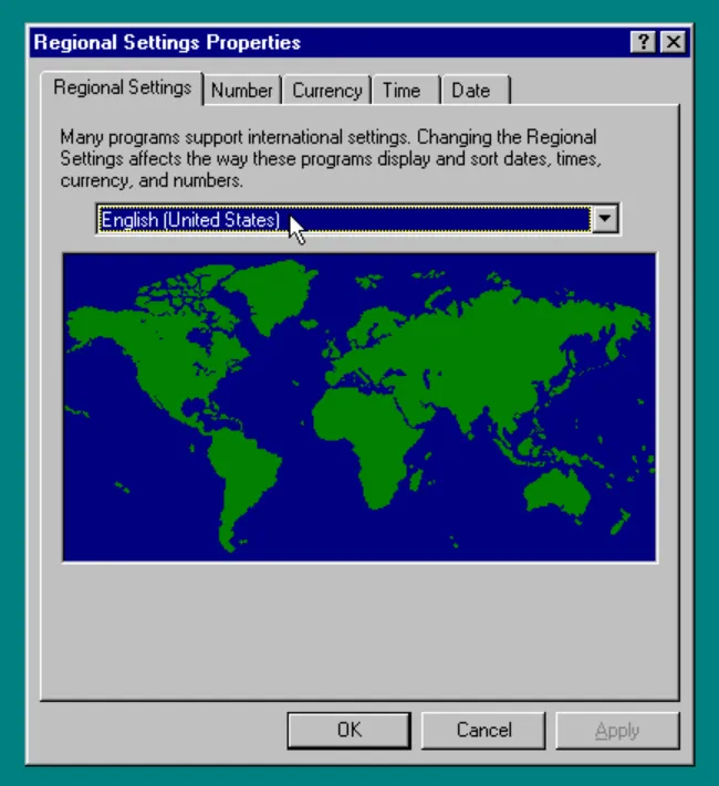 Setting the time zone in Windows 95