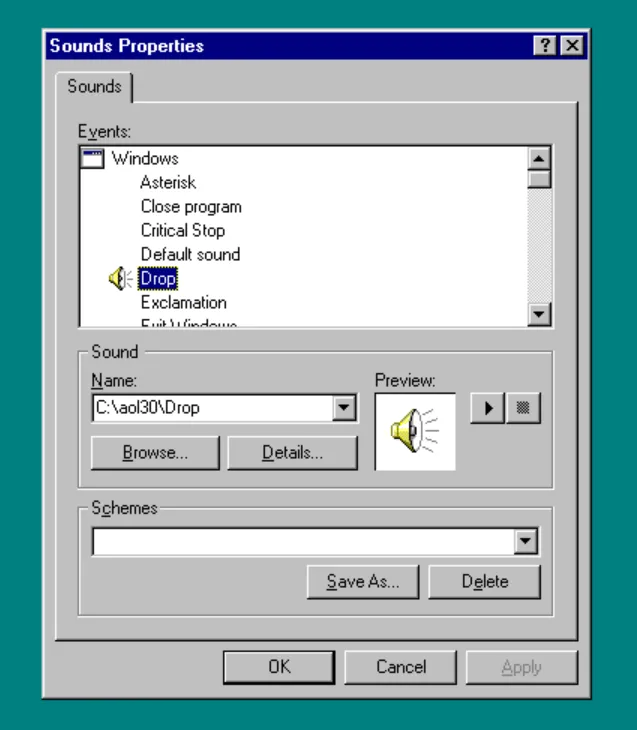 Windows 95 Sound properties