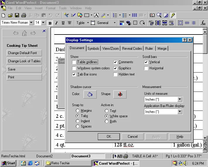 WordPerfect 8’s Display Settings