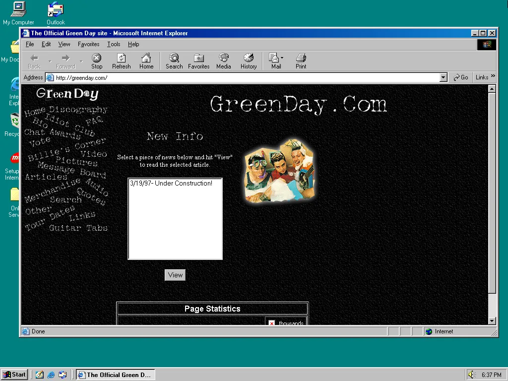 GreenDay .com in 1997, before it became the official website for the band.