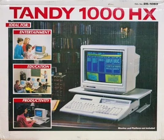 The box for the Tandy 1000 HX