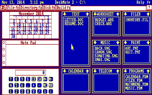 DeskMate 2 - Tandy’s GUI of the 80s (before Windows 3.1) for their computers sold at RadioShack